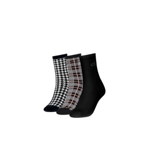 Calvin Klein dámské vzorované ponožky 3 pack - 999 (001)